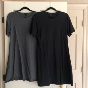 J Crew tee-shirt dresses - black and charcoal